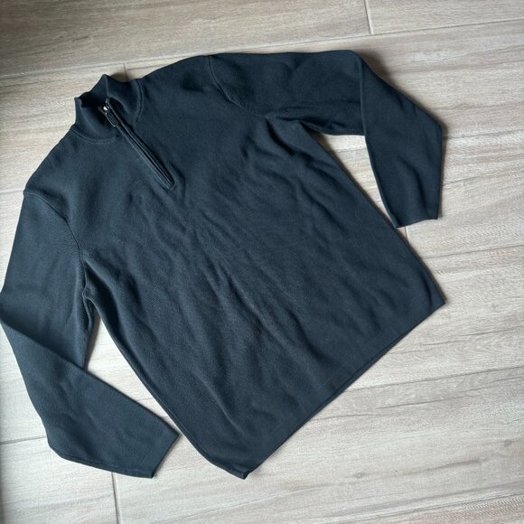 Eddie Bauer Black Quarter Zip Cotton Sweater Men's Tall L - Picture 1 of 5